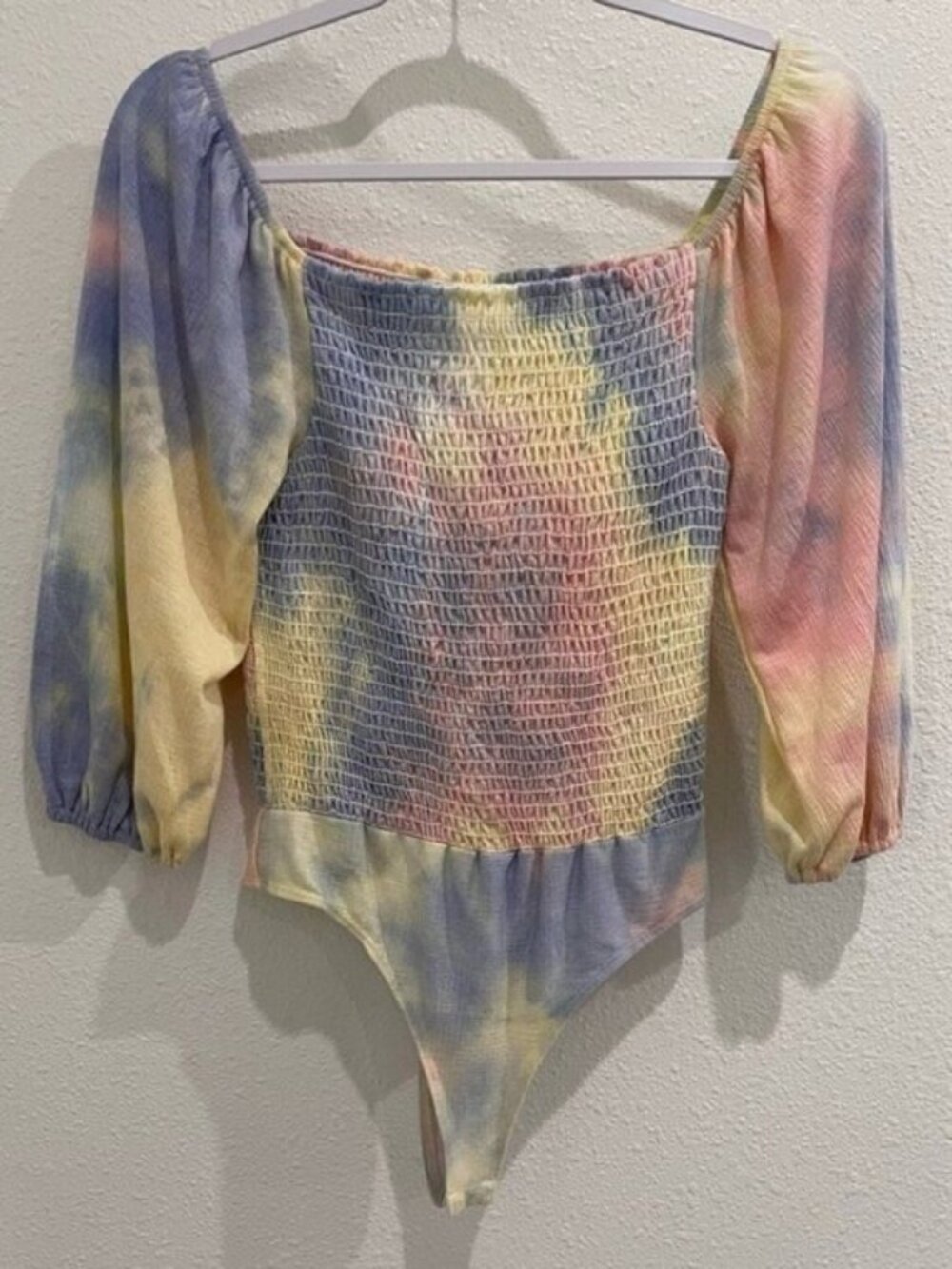 Le Lis Pastel Puff Sleeve Bodysuit Coquette Long Sleeve Feminine Boho